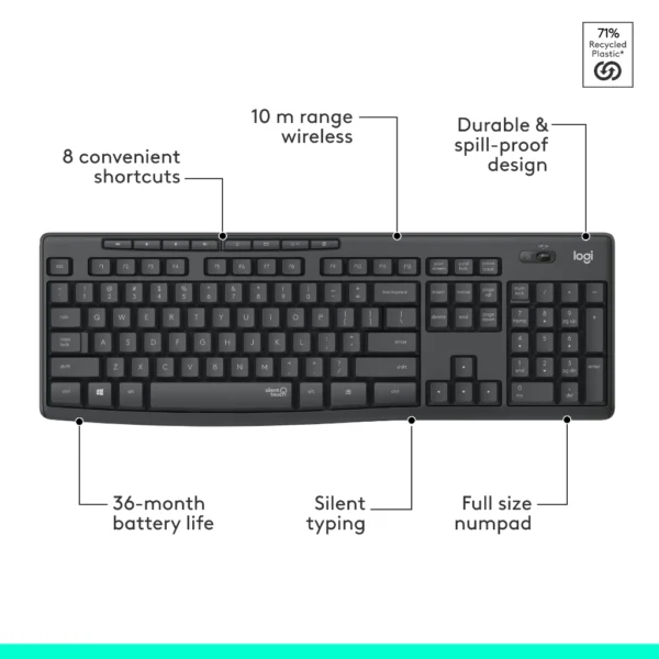 Logitech MK295 Silent Wireless Mouse and Keyboard Combo